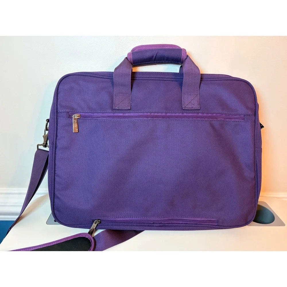 CoolBell Laptop Messenger Bag Unisex Large Purple Multi-Pocket Padded Briefcase